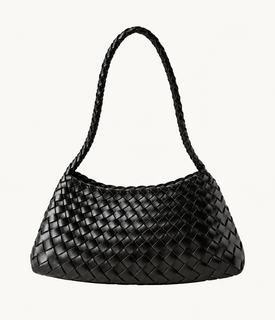 BAMBOO-INSPIRED HOBO SHOULDER BAG BLACK