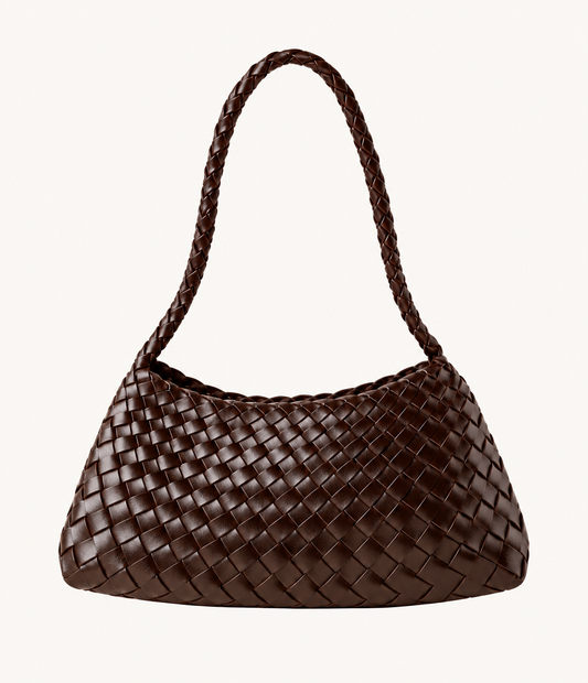 BAMBOO-INSPIRED HOBO SHOULDER BAG BROWN