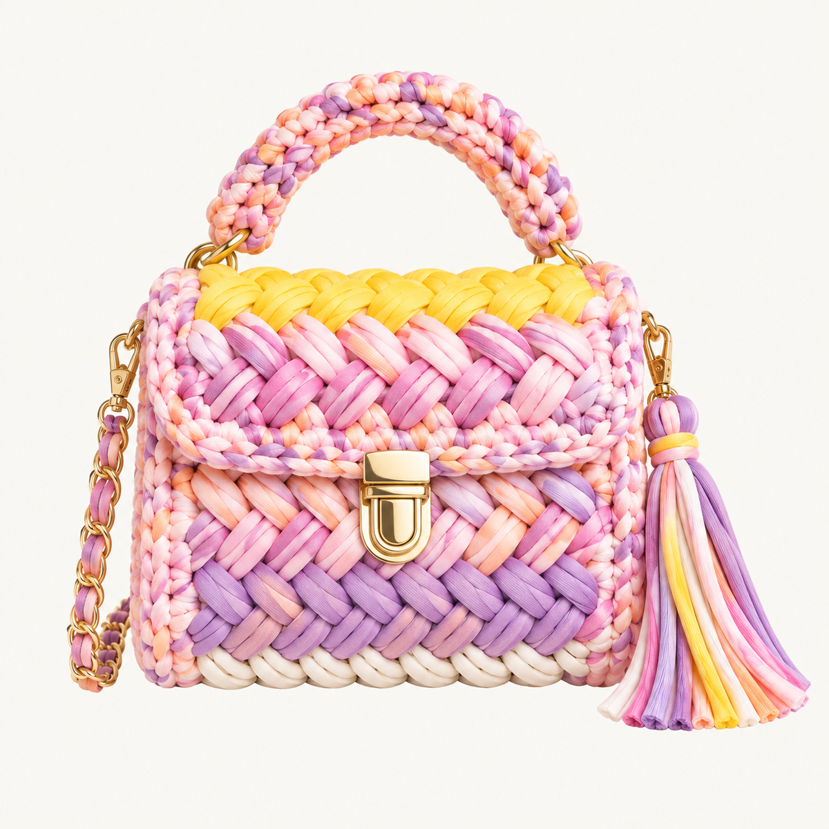 MACAROON CROCHET HANDBAG BLUE