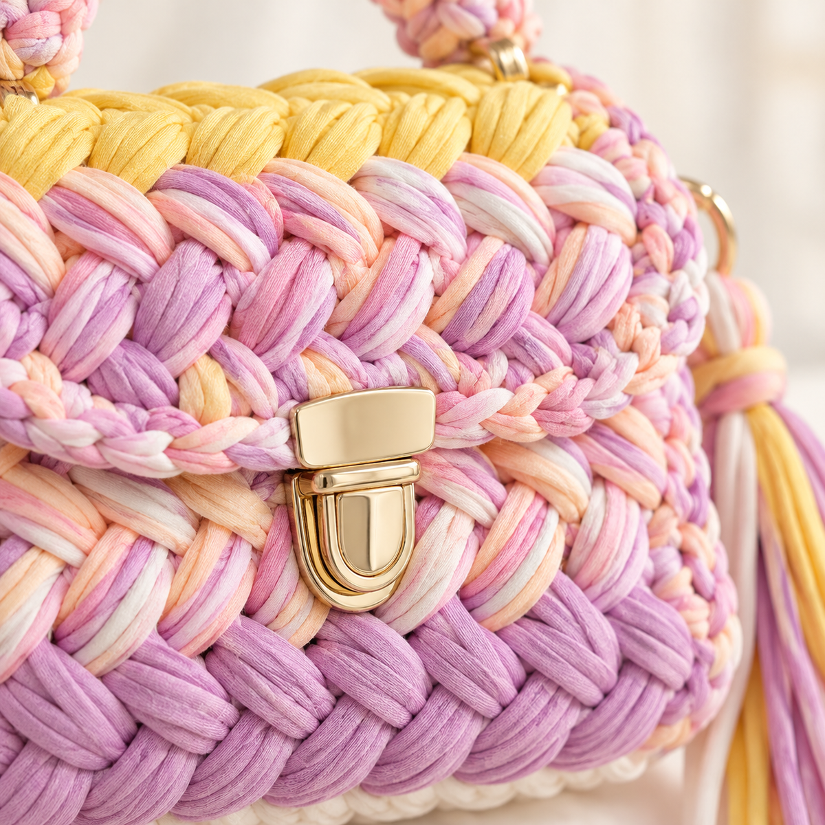 MACAROON CROCHET HANDBAG BLUE
