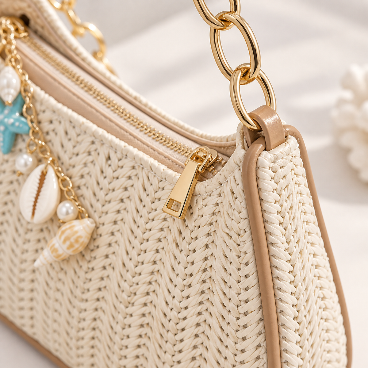 STRAFISH STRAW WOVEN HANDBAG