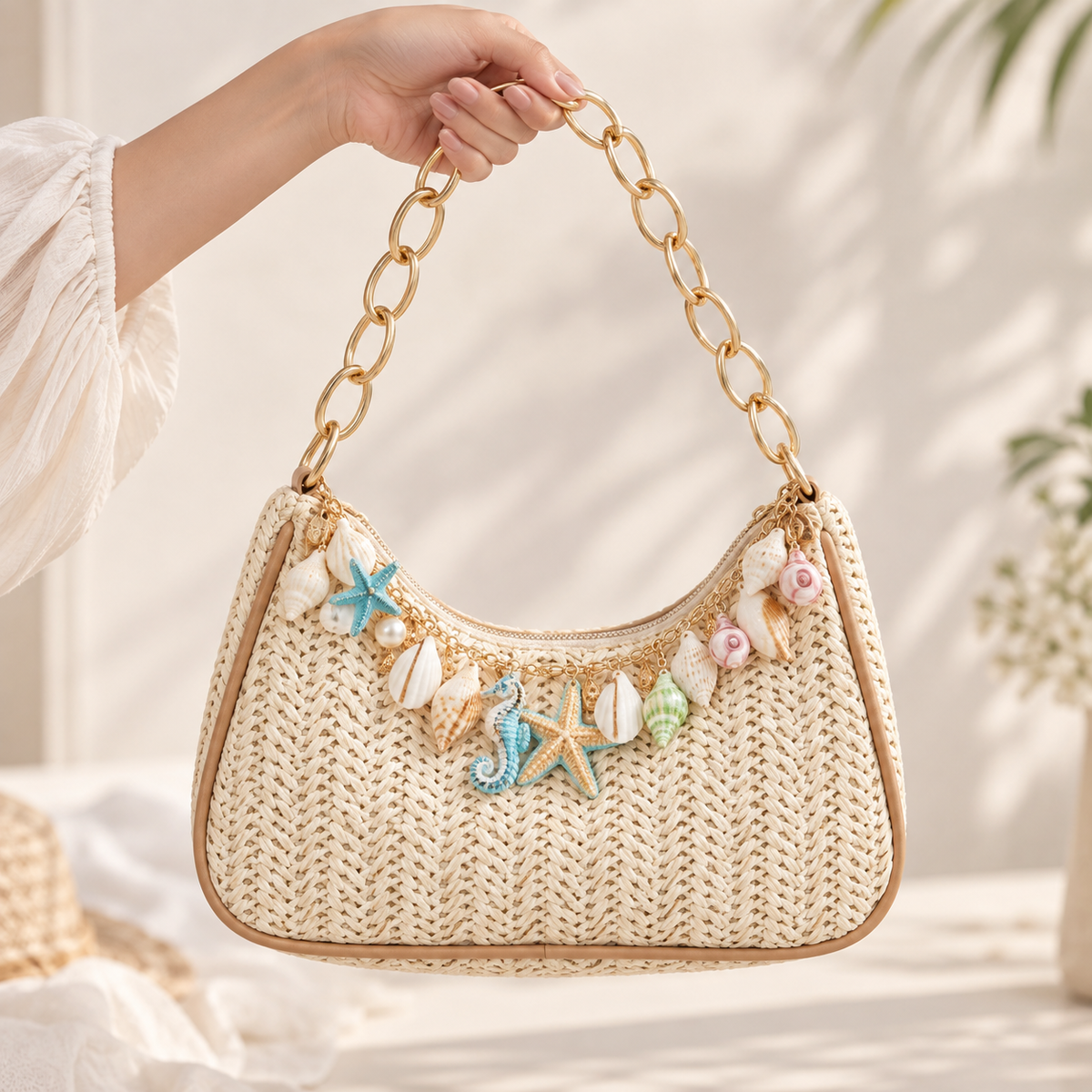 STRAFISH STRAW WOVEN HANDBAG
