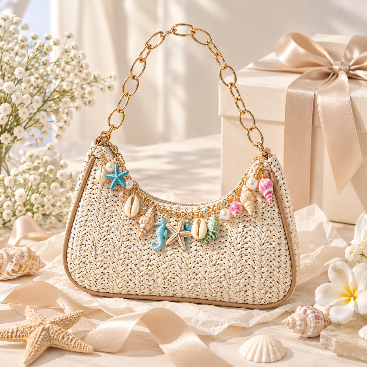 STRAFISH STRAW WOVEN HANDBAG