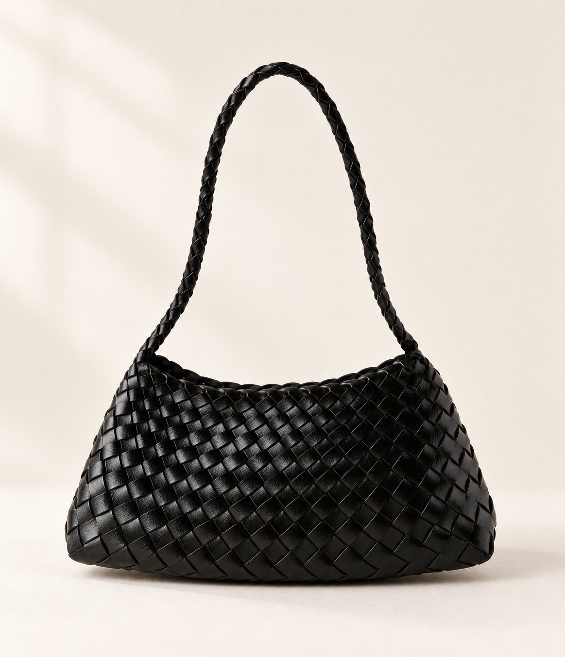 BAMBOO-INSPIRED HOBO SHOULDER BAG BROWN