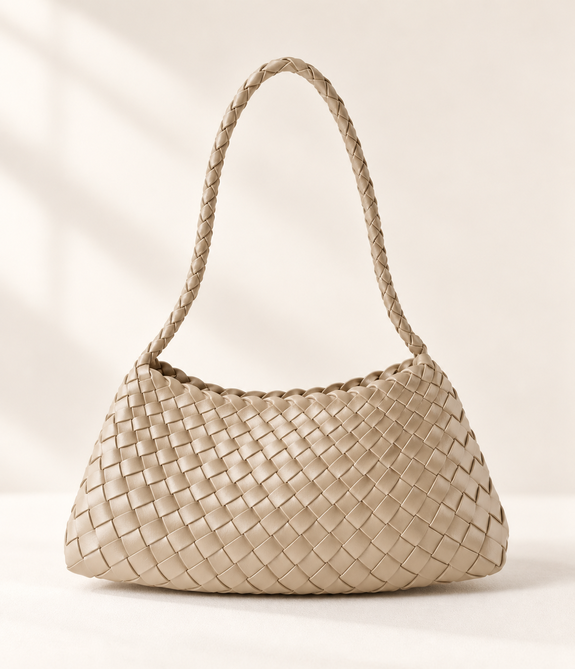 BAMBOO-INSPIRED HOBO SHOULDER BAG BROWN